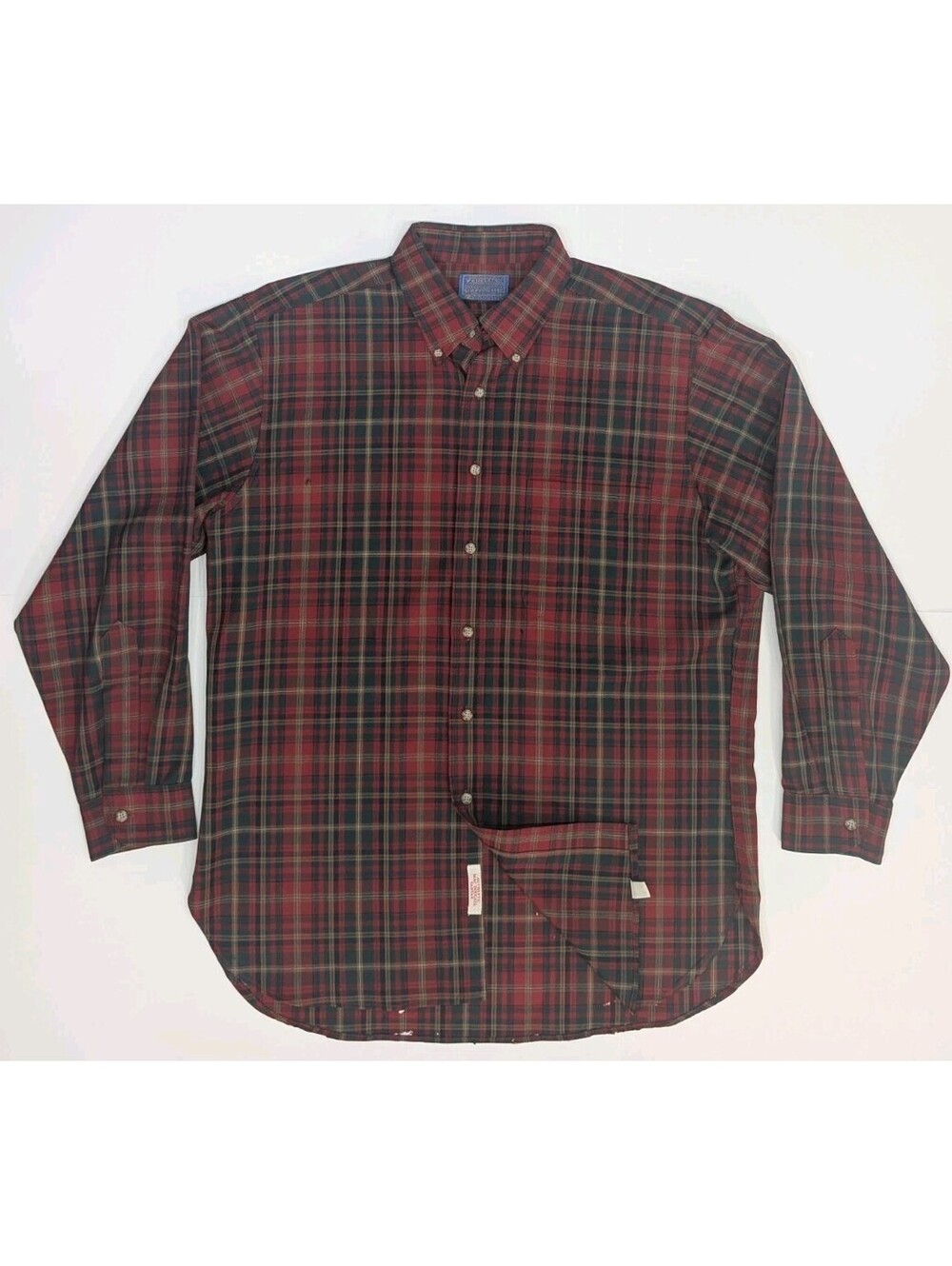 Vintage Pendleton Mac Dougall Tartan 100% Virgin Wool Plaid Flannel Shirt Holes